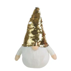 Gnomes*Northlight 12" Gnome With Gold And White Flip Sequin Hat Christmas Decoration