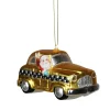 Northlight Santa Claus>4.25" Gold And Black Glass Santa Car Christmas Ornament
