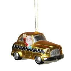 Northlight Santa Claus>4.25" Gold And Black Glass Santa Car Christmas Ornament