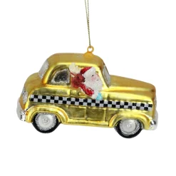 Northlight Santa Claus>4.25" Gold And Black Glass Santa Car Christmas Ornament