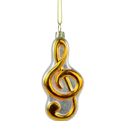 Northlight Entertainment>4" Gold And Glittered White Treble Clef Music Note Christmas Ornament