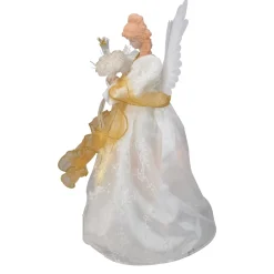 Angel Tree Toppers*Kurt Adler 14.5" Gold And Ivory Pre-Lit Angel Christmas Tree Topper - Clear Lights