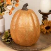Northlight 9.75" Gold And Orange Greek Key Textured Autumn Pumpkin Tabletop Decoration