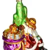 GC Home & Garden Santa Claus>6.5" Gold And Red Siesta Santa Hand Blown Glass Hanging Figurine Ornament