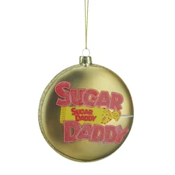 Northlight Licensed>4" Gold And Red "Sugar Daddy" Milk Caramel Lollipop Christmas Disc Ornament