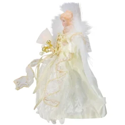 Angel Tree Toppers*Kurt Adler 12" Gold And White Led Lighted Fiber Optic Angel Christmas Tree Topper