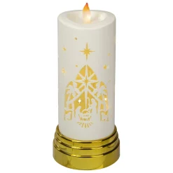 Candles & Holders*Northlight 9" Gold And White Nativity Scene Flameless Candle