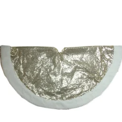 48 Inch And Smaller*Northlight 47" Gold And White Round High Pile Fleece Border Christmas Tree Skirt