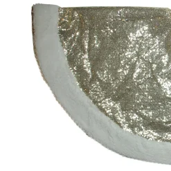 48 Inch And Smaller*Northlight 47" Gold And White Round High Pile Fleece Border Christmas Tree Skirt