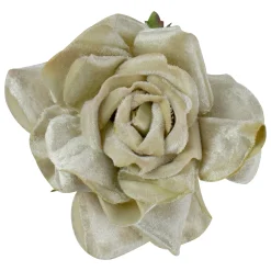 Northlight Garden & Floral>5" Gold Artificial Velvet Rose Clip-On Christmas Ornament