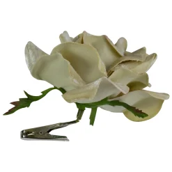 Northlight Garden & Floral>5" Gold Artificial Velvet Rose Clip-On Christmas Ornament