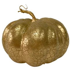 Northlight 7" Gold Crackled Fall Harvest Pumpkin Decoration