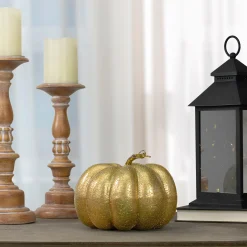 Northlight 7" Gold Crackled Fall Harvest Pumpkin Decoration