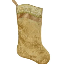 Stockings*Northlight 20.5" Gold Etched Velvet Christmas Stocking With Glitter Print And Metallic Trim