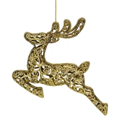 Northlight Animals>7" Gold Filigree Style Leaping Reindeer Christmas Ornament