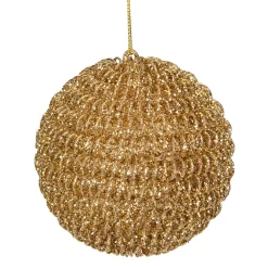 Northlight Balls>4" Gold Glitter Spiral Coiled Wire Christmas Ball Ornament