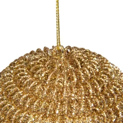 Northlight Balls>4" Gold Glitter Spiral Coiled Wire Christmas Ball Ornament