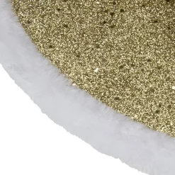 Mini Tree Skirts*Northlight 20" Gold Glittered Mini Christmas Tree Skirt With Faux Fur Trim