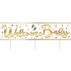 Beistle 19" Gold Heart-Warming "Welcome Baby" Yard Sign
