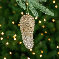 Northlight Pine Cones>7.25" Gold Pinecone Glass Christmas Ornament
