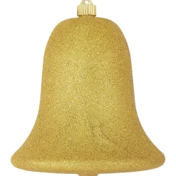 Christmas by Krebs Bells & Jingle Buddies>9" Gold Shatterproof Glitter Christmas Bell Ornament