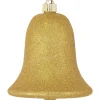 Christmas by Krebs Bells & Jingle Buddies>7" Gold Shatterproof Glitter Christmas Bell Ornament