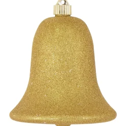 Christmas by Krebs Bells & Jingle Buddies>7" Gold Shatterproof Glitter Christmas Bell Ornament