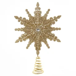 Unlit Tree Toppers*KSA 22" Gold Snowflake Christmas Tree Topper, Unlit