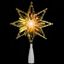 Star Tree Toppers*Northlight 8" Gold Tinsel 8 Point Star Christmas Tree Topper - Clear Lights