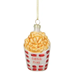 Northlight Food & Beverage>3.25" Golden Yellow, Red, And White French Fries Glass Christmas Ornament