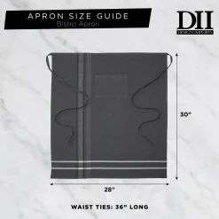 CC Home Furnishings 30" Gray Adjustable Chambray Cotton Bistro Apron With Pocket