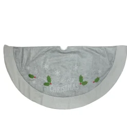 48 Inch And Smaller*Dyno 48" Gray And Green 'Merry Christmas' Mottled Tree Skirt With Herringbone Bordered Trim