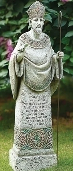 Roman 26.5" Gray And Green Saint Patrick With Irish Prayer Religious Outdoor Garden Statue