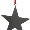 Midwest Stars>6" Gray And Red Chalkboard Finished Star Christmas Ornament
