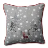 Pillows & Throws*CC Home Furnishings 16.5" Gray And Red Embroidered Reindeer Christmas Square Throw Pillow