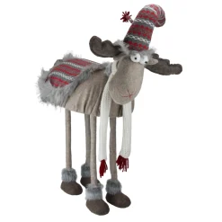 Plush Figures*Northlight 29" Gray And Red Nordic Standing Moose Christmas Figurine