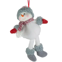 Northlight Snowmen>14" Gray And Red Plush Snowman Hanging Christmas Ornament
