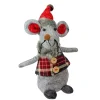 Plush Figures*Melrose 8.25" Gray And Red Standing Mouse With Plaid Jacket Christmas Figurine