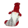 Gnomes*Northlight 10" Gray And Red Tristan Gnome In Christmas Stocking Tabletop Figure
