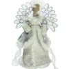 Angel Tree Toppers*Northlight 13" Gray And Silver Lighted Fiber Optic Angel In Gown Christmas Tree Topper - Multicolor Lights