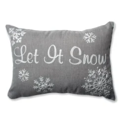 Pillows & Throws*Pillow Perfect 18.5" Gray And White "Let It Snow" Rectangular Falling Snow Christmas Throw Pillow
