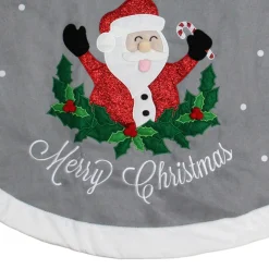 48 Inch And Smaller*Dyno 48" Gray And White Traditional Happy Santa Christmas Tree Skirt