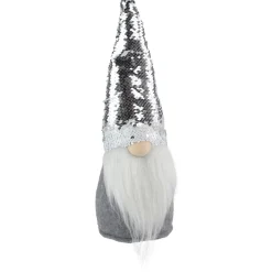 Gnomes*Northlight 14" Gray Standing Christmas Gnome With Silver Flip Sequin Hat