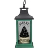 Candles & Holders*Northlight 12" Green And Black Led Candle With Christmas Tree Tabletop Lantern