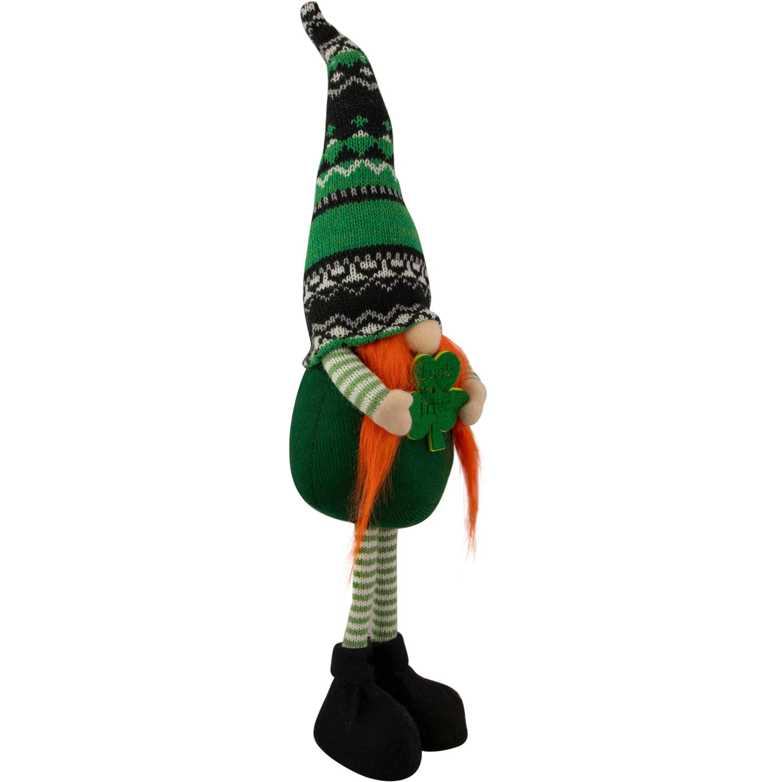 Northlight 19" Green And Black Leprechaun Girl Gnome Standing St Patrick's Day Figure