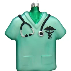 Christmas by Krebs Occupations>4" Green And Black Nurse Scrub Top Figurine Christmas Ornament