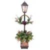 Lights*CC Christmas Decor 4' Green And Black Pre-Lit Christmas Lamp Post, Clear Lights