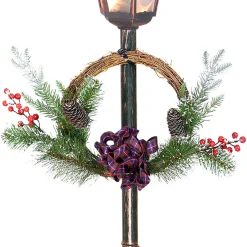 Lights*CC Christmas Decor 4' Green And Black Pre-Lit Christmas Lamp Post, Clear Lights