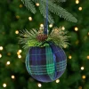 Northlight Balls>4" Green And Blue Plaid Hanging Christmas Ball Ornament