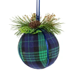 Northlight Balls>4" Green And Blue Plaid Hanging Christmas Ball Ornament